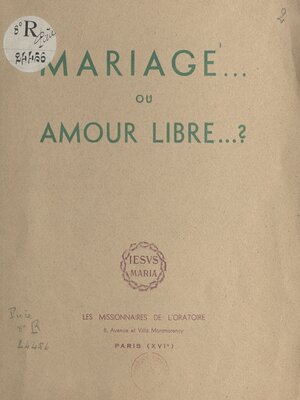 cover image of Mariage ou amour libre ?